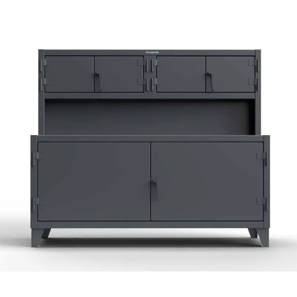 Extreme Duty 12 Ga Workbench With Upper Storage Compartments, 1 Shelf - 72 In. W X 30 In. D X 62 In. H 1