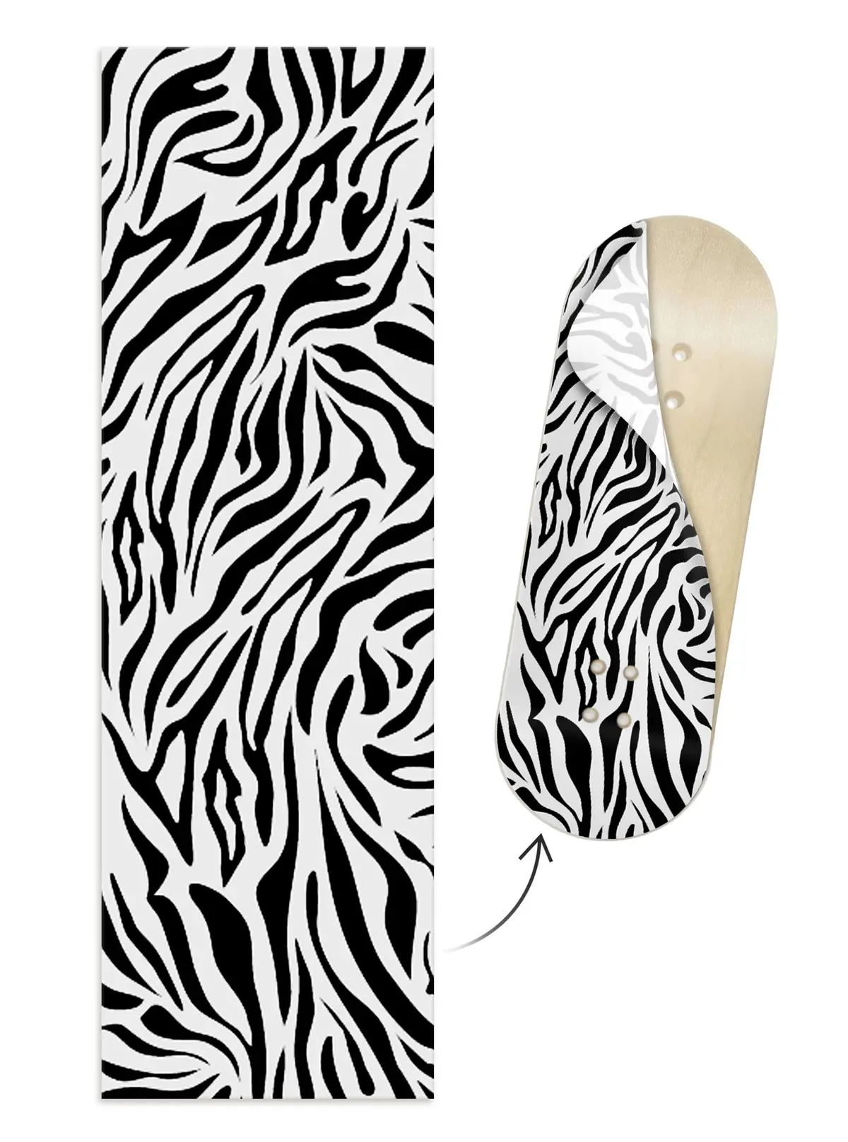 "Zebra Print Colorway" Colorblock Fingerboard Deck Wrap - 35Mm X 110Mm 1