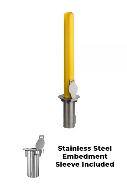 6" Removable Carbon Steel Bollard With Embedment Sleeve (36" Height) 2