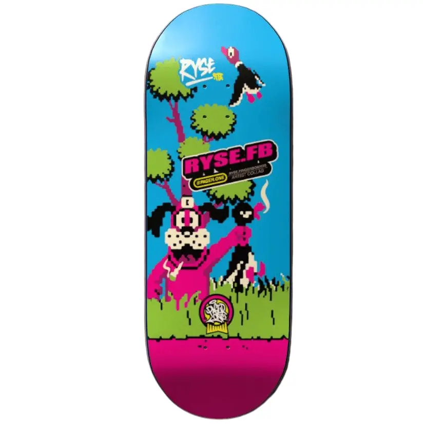 34Mm Ryse Fingerboard Deck - "Caught Duck Pink" Graphic 1