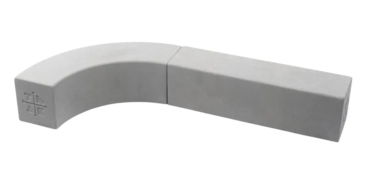 Monument Series Concrete Quarter Arc + Straight "Banana Bread" Loaf Obstacles - Set Of 2 Modular Obstacles - "Sterling Gray" Colorway 1