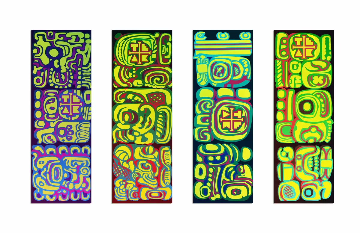 Mayan Carvings Collection (4 Wraps) - Artist Collaboration Deck Graphic Wrap Set - 35Mm X 110Mm 1