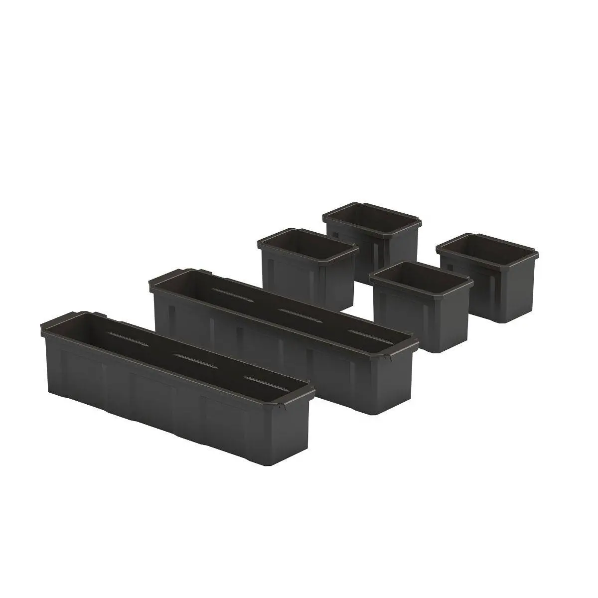Customizable Bin System, 6 Piece, Black 1