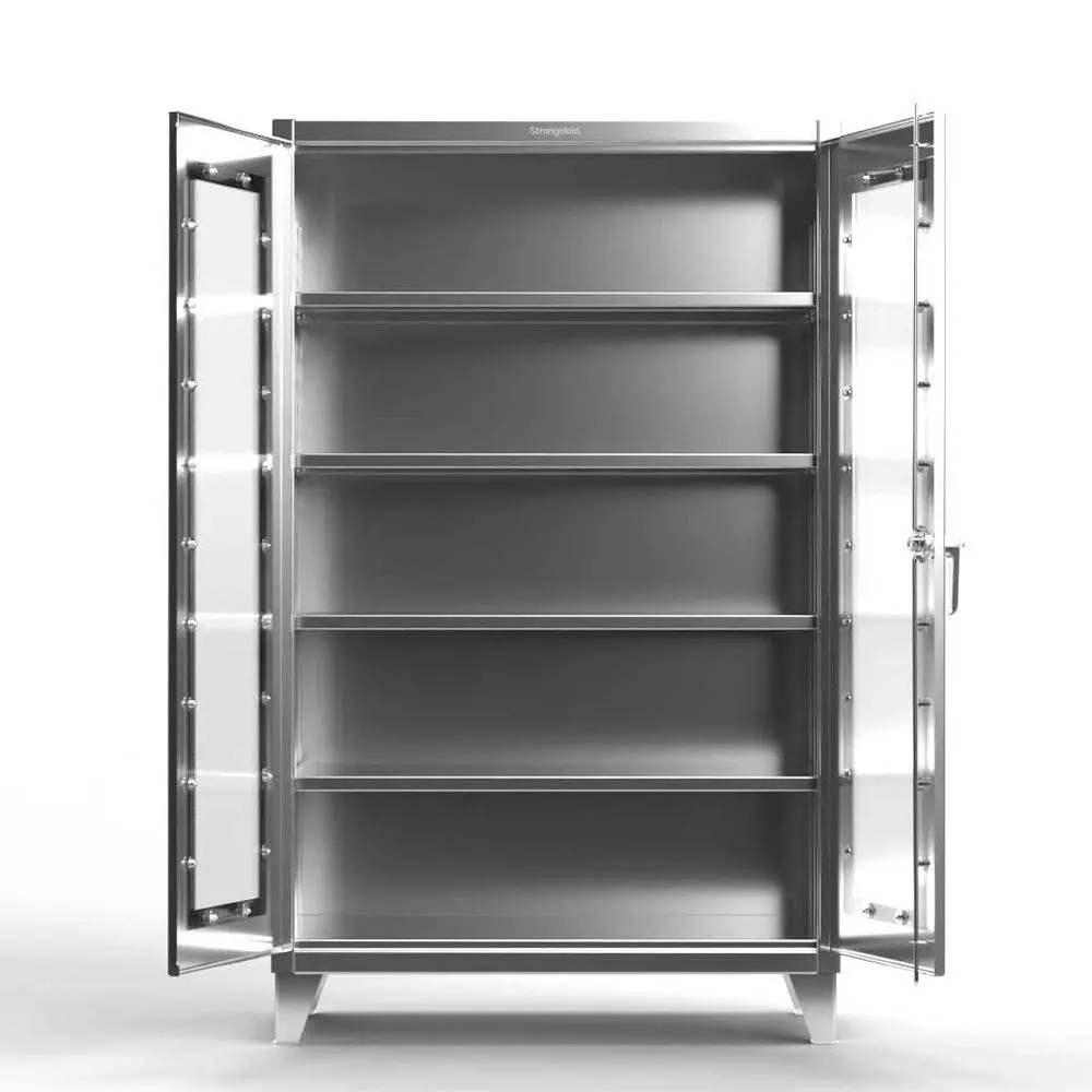 Extreme Duty 12 Ga Stainless Steel Clearview Cabinet With 4 Shelves - 60 In. W X 24 In. D X 78 In. H 1
