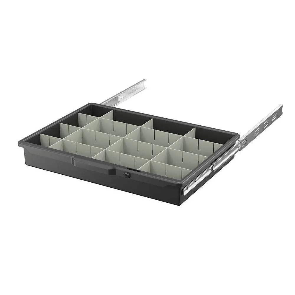 Lockable Slide Drawer With Dividers, Black 2