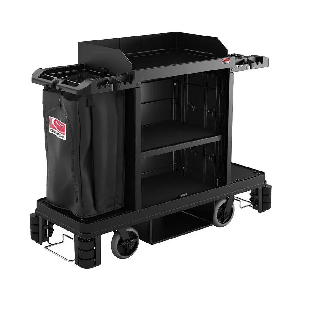 Partially Assembled Housekeeping Cart, Black 1