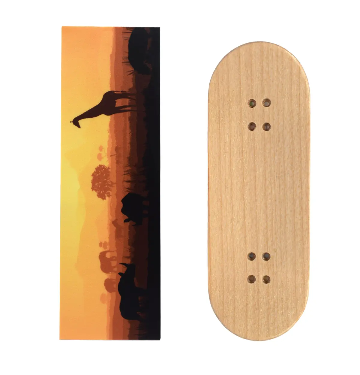 Teak Swap Fingerboard Deck & Graphic Wrap - "Savannah Sunset" - 32Mm X 97Mm 1