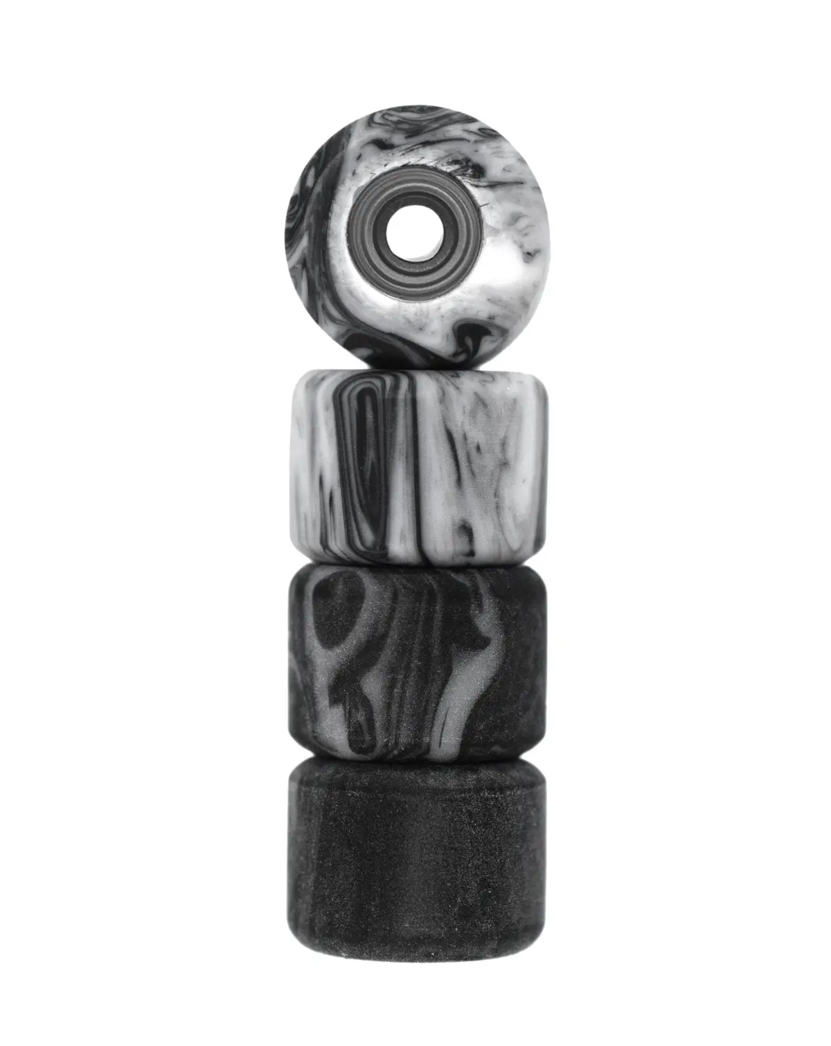 Apex Shorty Wheels - 61D Urethane - Abec-9 Bearings - "Grey & White Swirl" 2