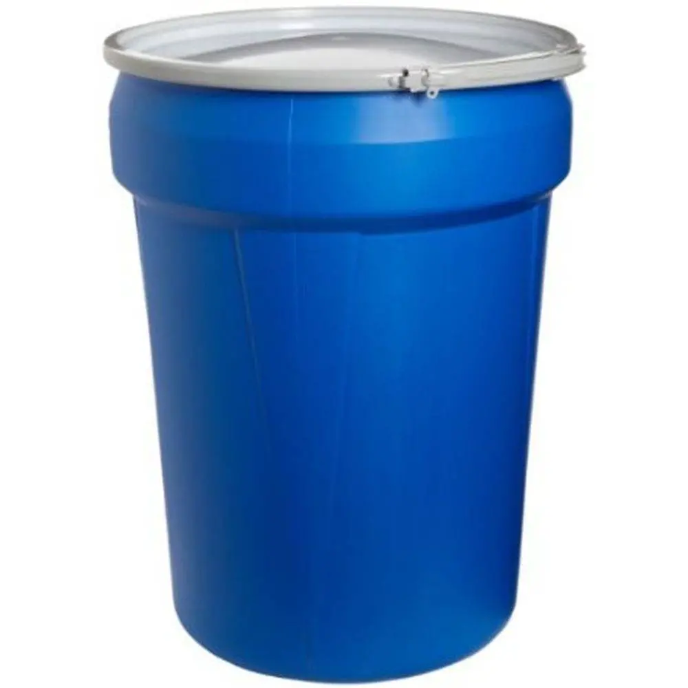Open Head Poly Drum, 30 Gal. Blue W/ Metal Lever Lock 2