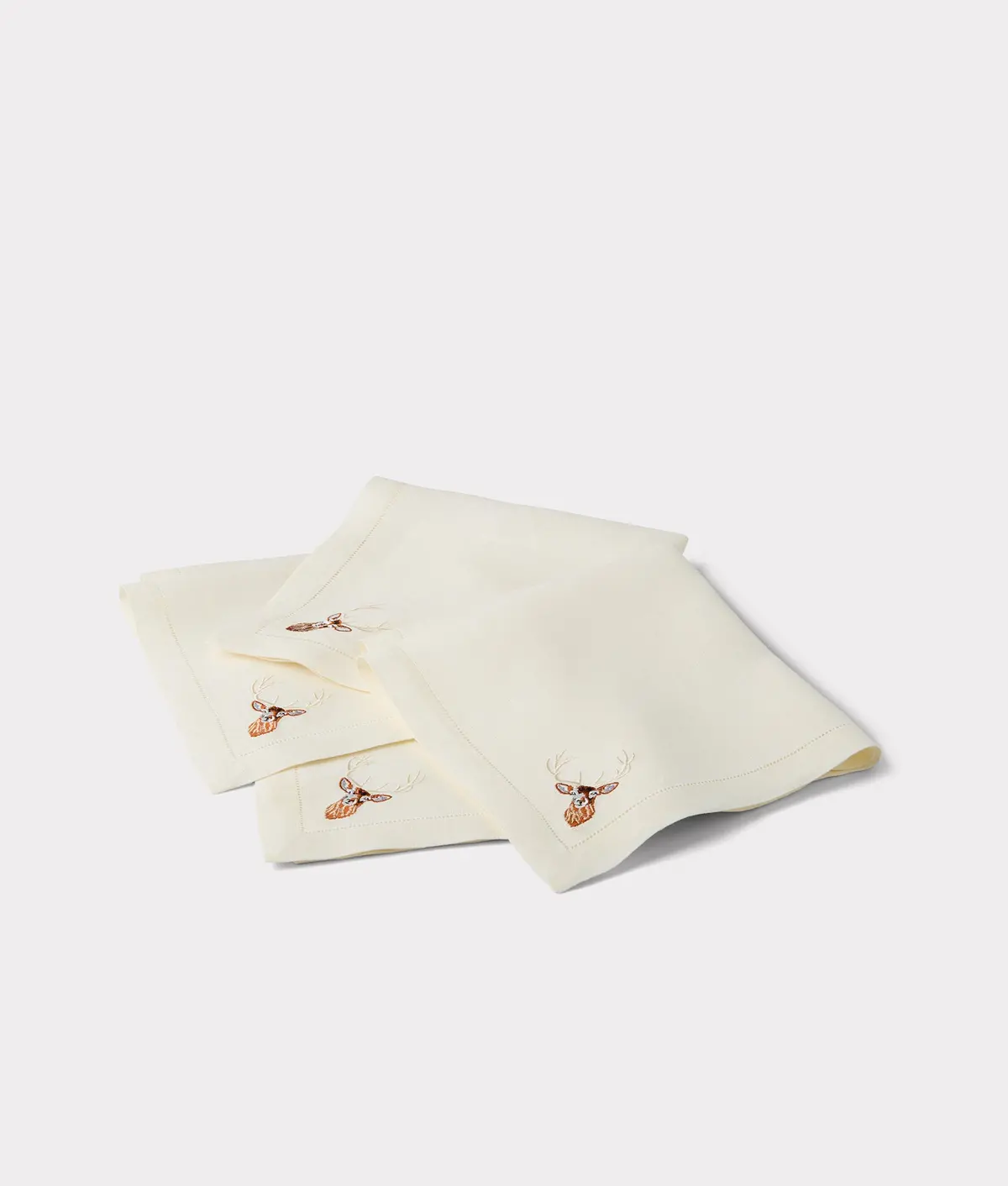 Stag Dinner Napkins - Set Of Four :: Ecru 1