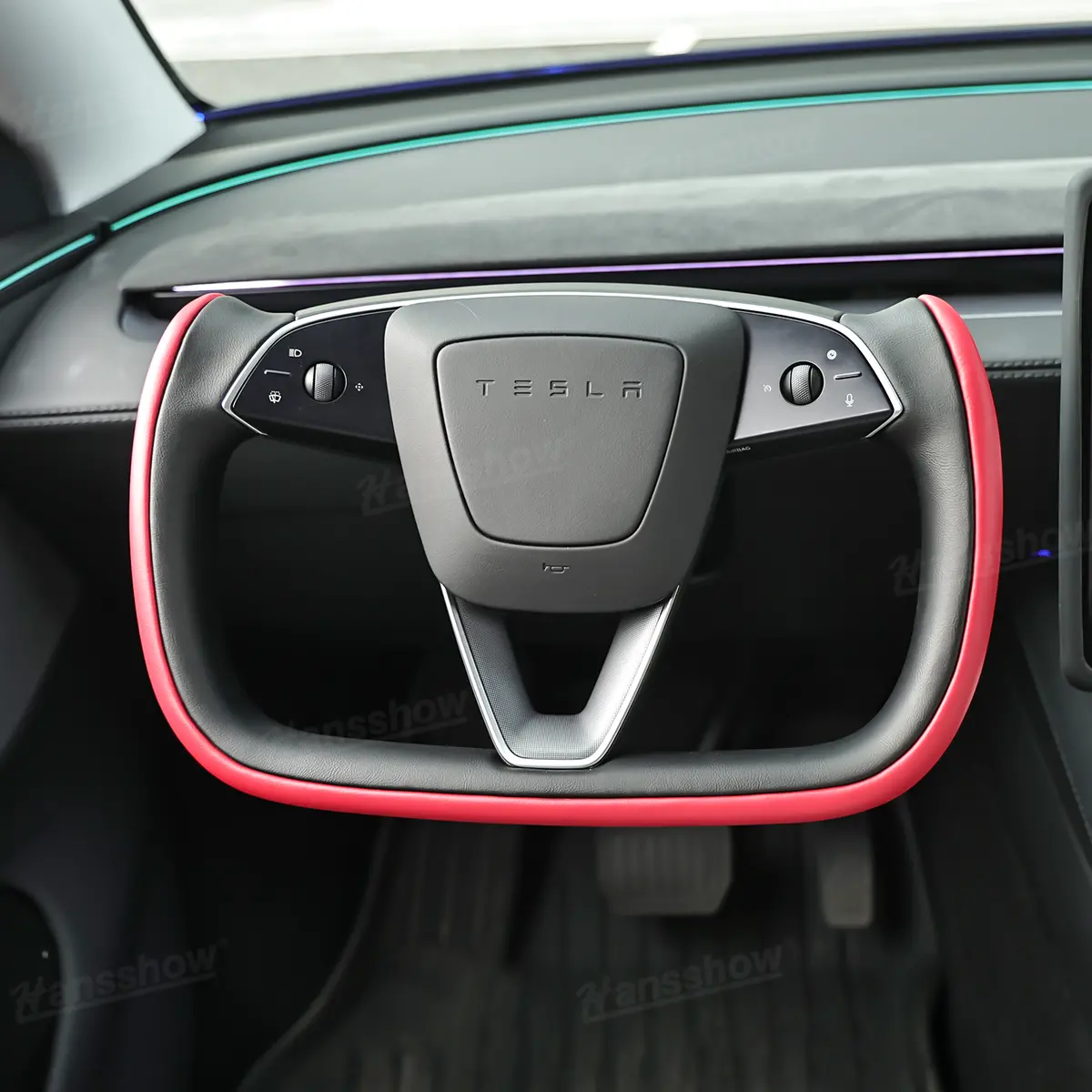Model 3 Highland/Y Juniper Two-Tone Yoke Steering Wheel Nappa Leather... 1