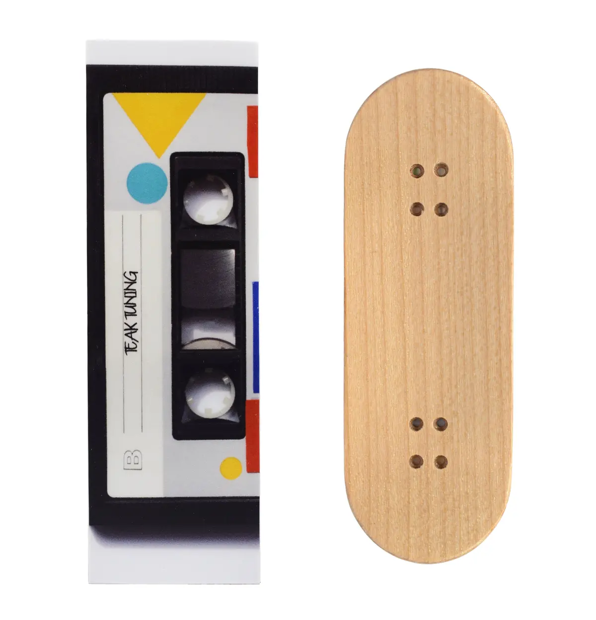 Teak Swap Fingerboard Deck & Graphic Wrap - "Cassette Tape" - 32Mm X 97Mm 1
