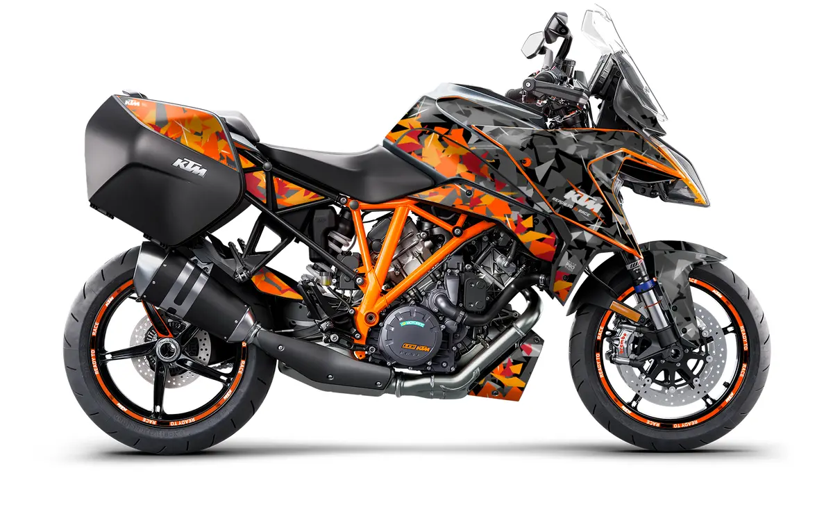 Ktm 1290 Super Duke Gt Graphics - "Flake" (Black/Orange) 1