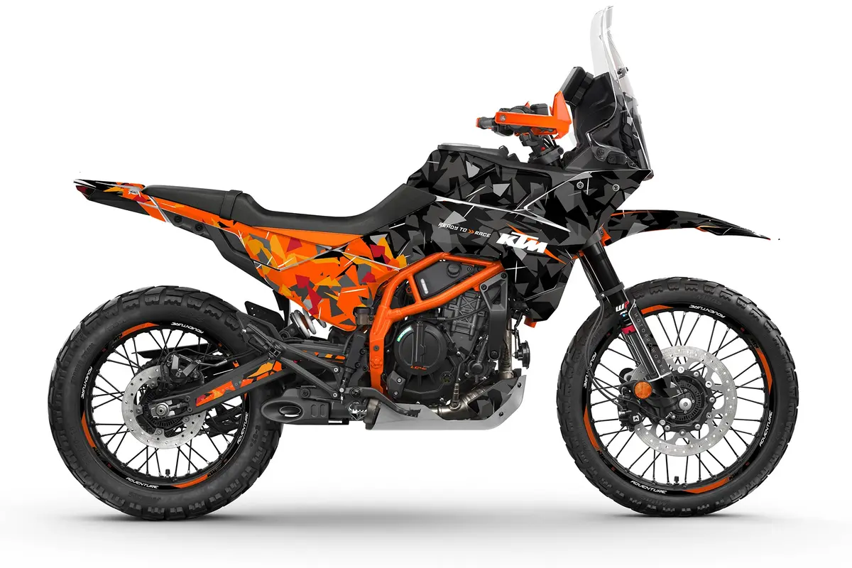 Ktm 390 Adventure R / X Graphics - "Flake" (Black/Orange) 1