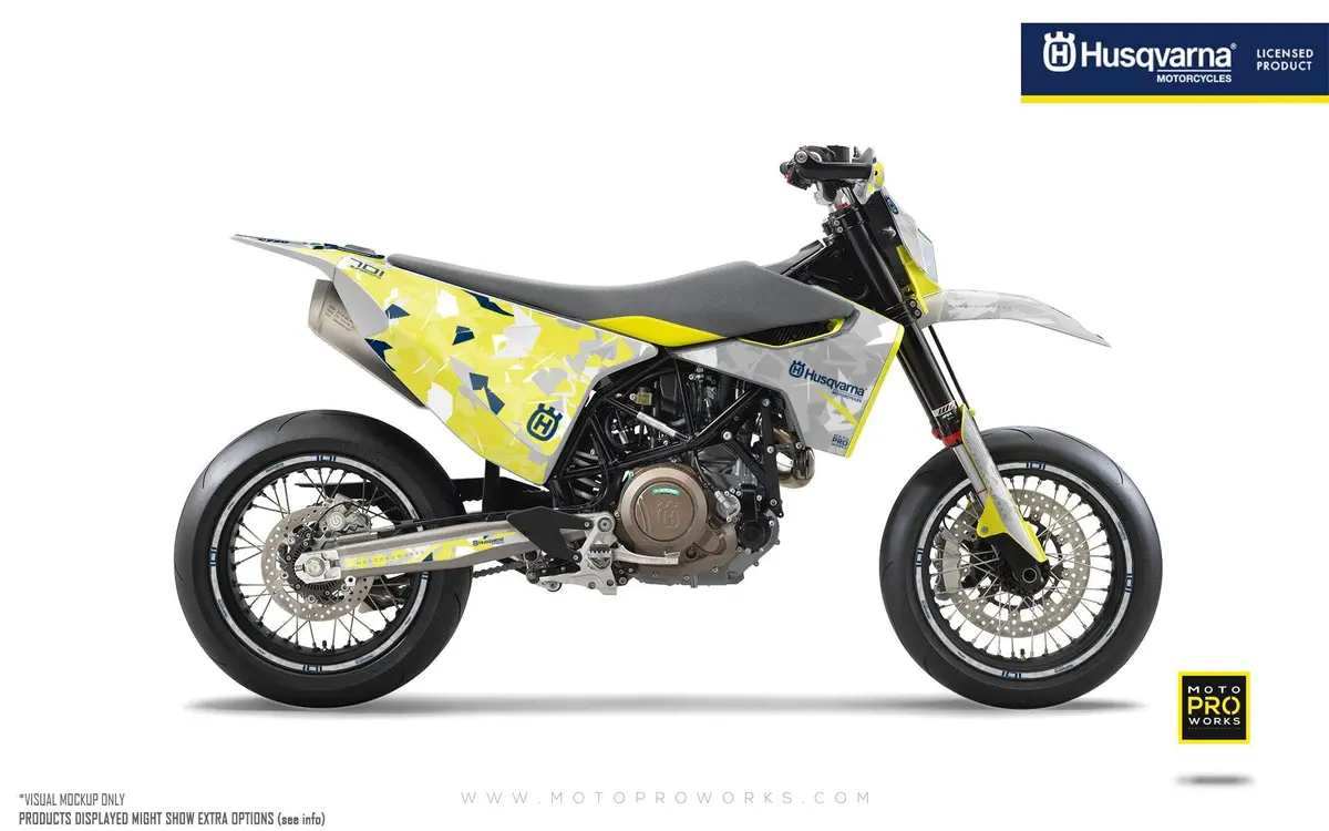 Husqvarna 701 Enduro Graphics - "Flake" (Grey/Yellow) 1