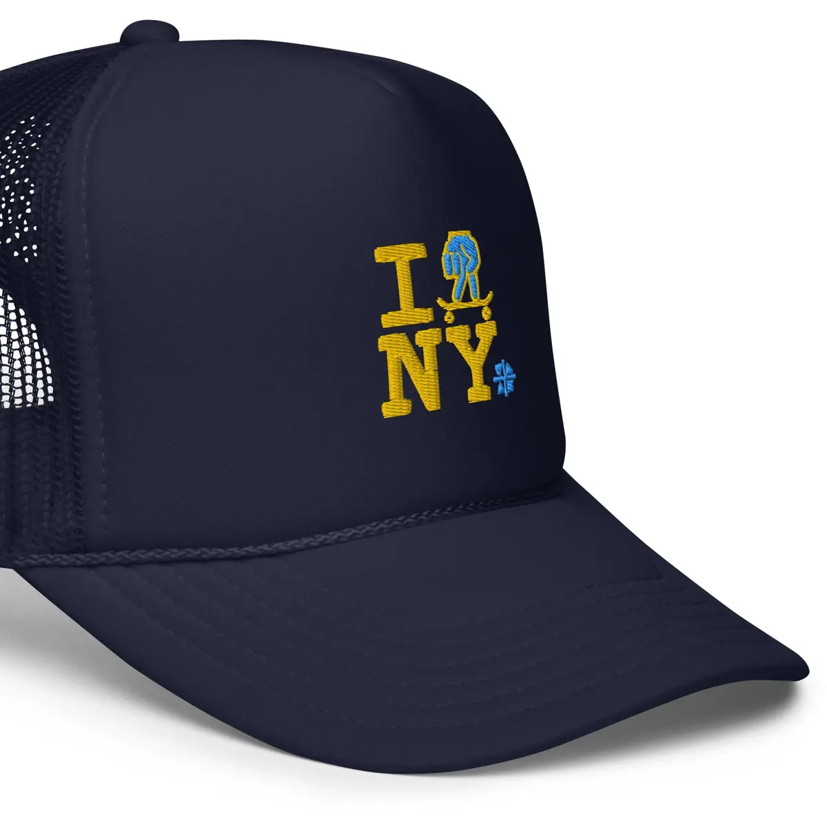 Teak "I Fingerboard New York" - Foam Trucker Hat 1