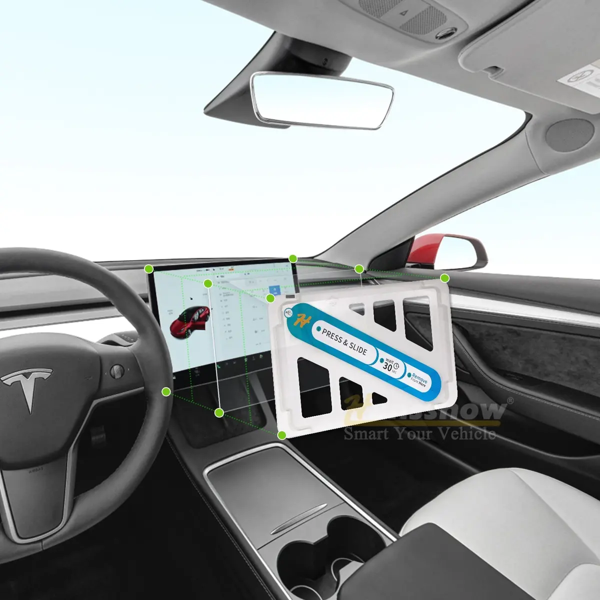 Model 3/Y Tempered Glass Screen Protector Matte With Auto-Alignment Mount Kit 1