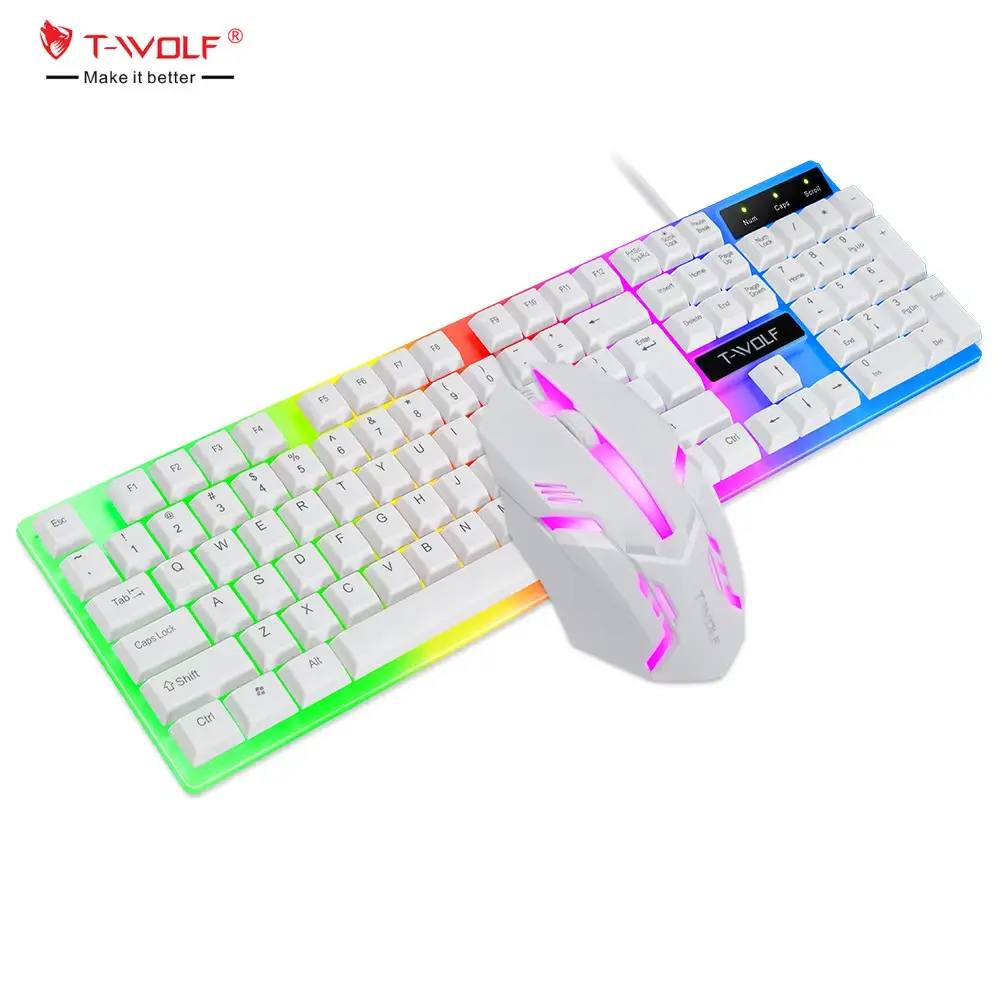 Teclado Mecânico Com Rato Retroiluminados Led T-Wolf 230 - Novo 1