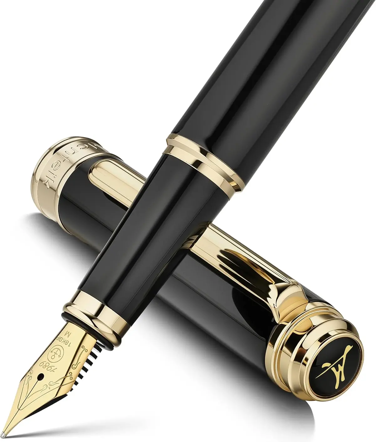 Caneta Tinteiro Mcnteik 317, Deslumbrante Laca De Piano Luxuosa, Ponta Dourada 18K (Média), Lindo Acabamento Em Ouro 24K, Conversor De Tinta, Presente Confiável Para Homens E Mulheres - Elegante - Deluxe Edition 1