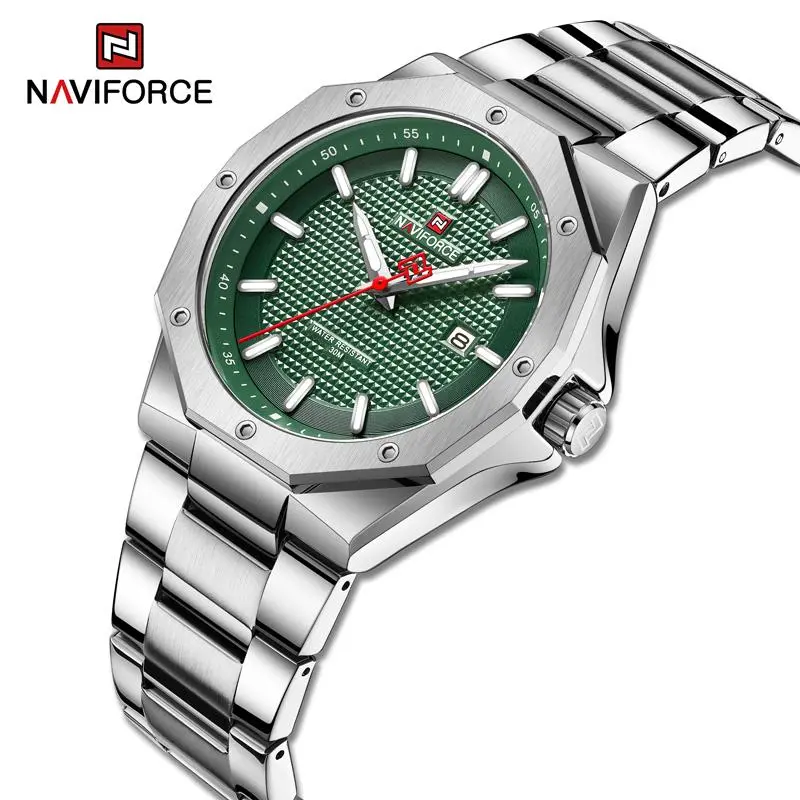 Relógio Masculino Naviforce Moda Impermeável De Aço Inoxidável Polígono Vogue 1