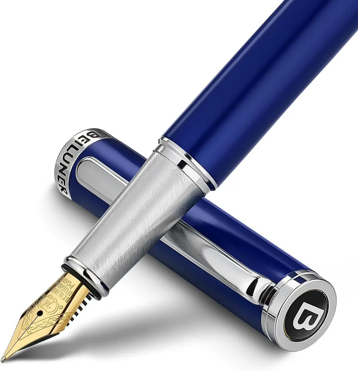 Caneta Tinteiro Beiluner De Luxo, Ponta Média Dourada Sólida 24K, Edição Limitada Clássica Moderna - Inclui 6 Cartuchos De Tinta E Conversor De Refil De Tinta Com Estojo De Presente - Deluxe Edition 1