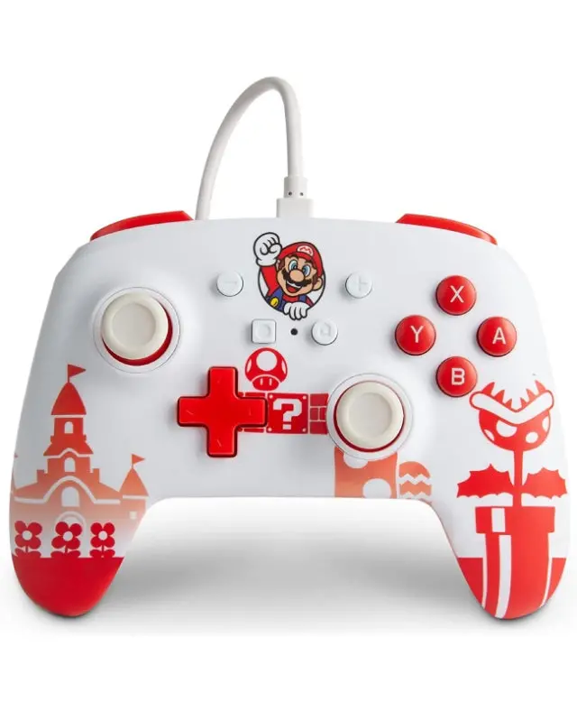 Comando Oficial Powera Mario Vermelho/Branco Com Fios Nintendo Switch - Novo 1