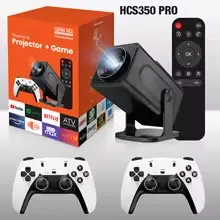 Projetor Portátil Hcs350 Pro Inclui 2 Controladores De Jogos Sem Fio Brancos 3800 Jogos Com Suporte Para Console De Videogame 4K 1080P Android11 1