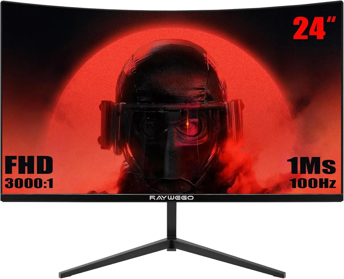 Monitor Curvo Raywego 24” Fhd ( 1920 X 1080 ) | 100Hz | Ideal Para Gaming E Escritório 1