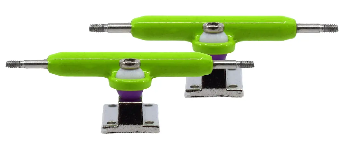 Prodigy Pro Inverted Fingerboard Trucks, 34Mm - Lime Green & Silver Colorway 1