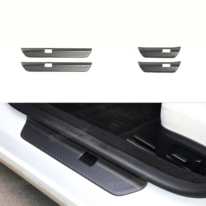 Tesla Model 3 Highland Real Carbon Fiber Door Sill Covers Protector Welcome... 1
