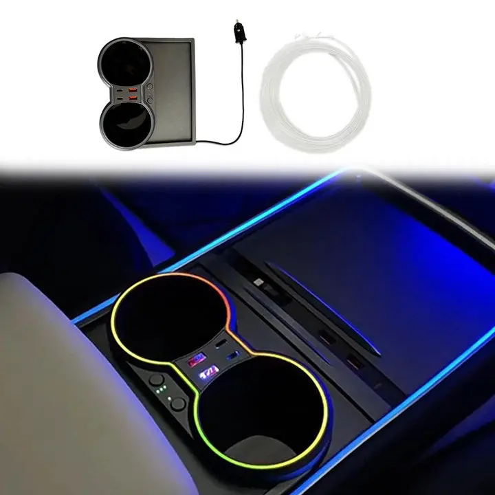 Model Y/3 Center Console Ambient Light With Cup Holder Hub Adapter Kits For... 1