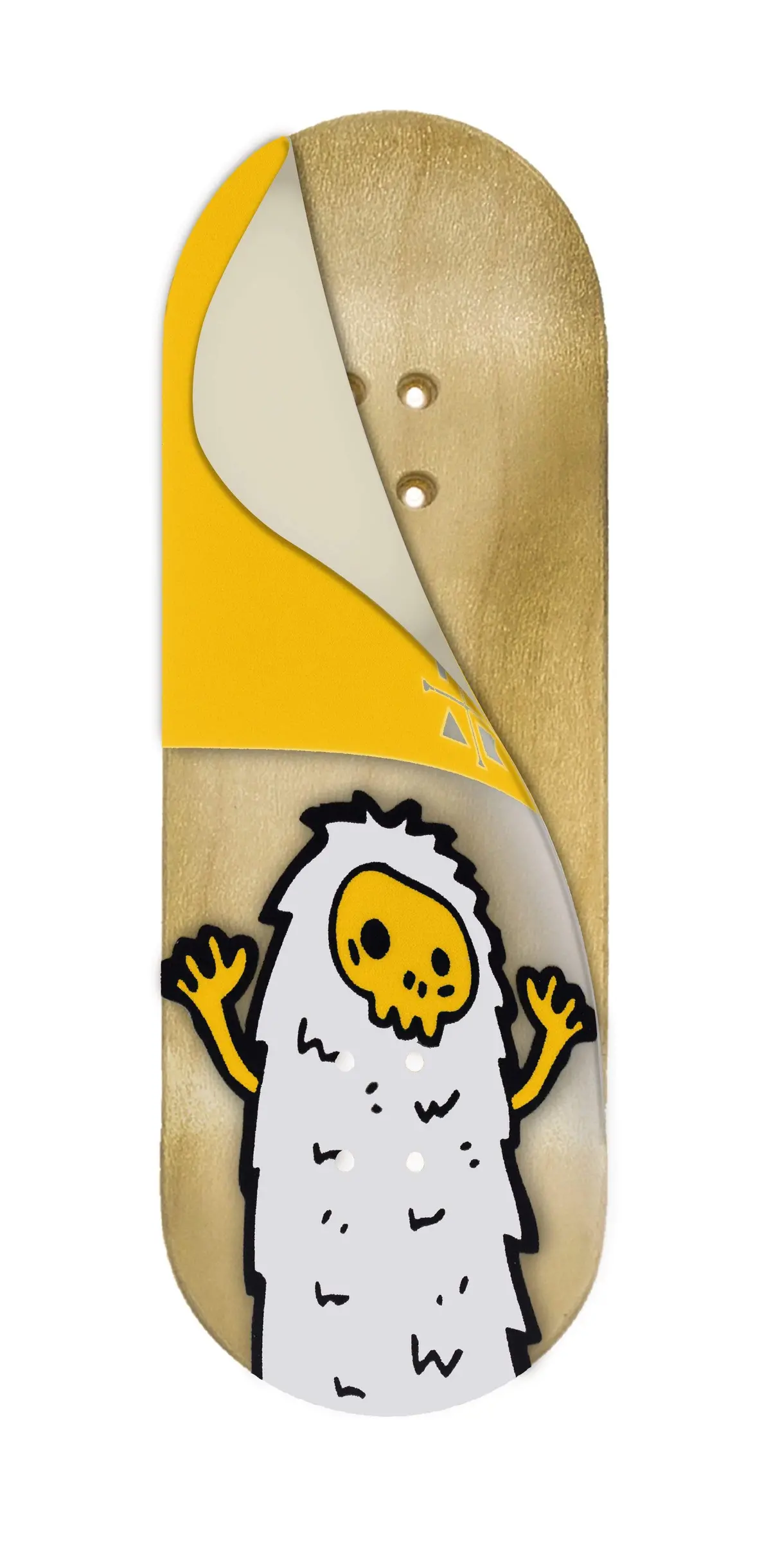 Teak Swap Fingerboard Deck & Graphic Wrap - "Yellow Yeti" - 32Mm X 97Mm 2