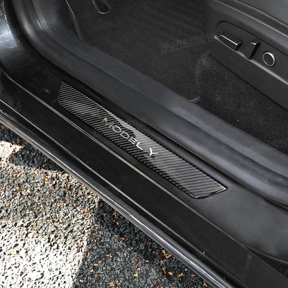 Model Y Juniper Door Sill Protector Front & Rear Flexible Urethane Carbon... 1