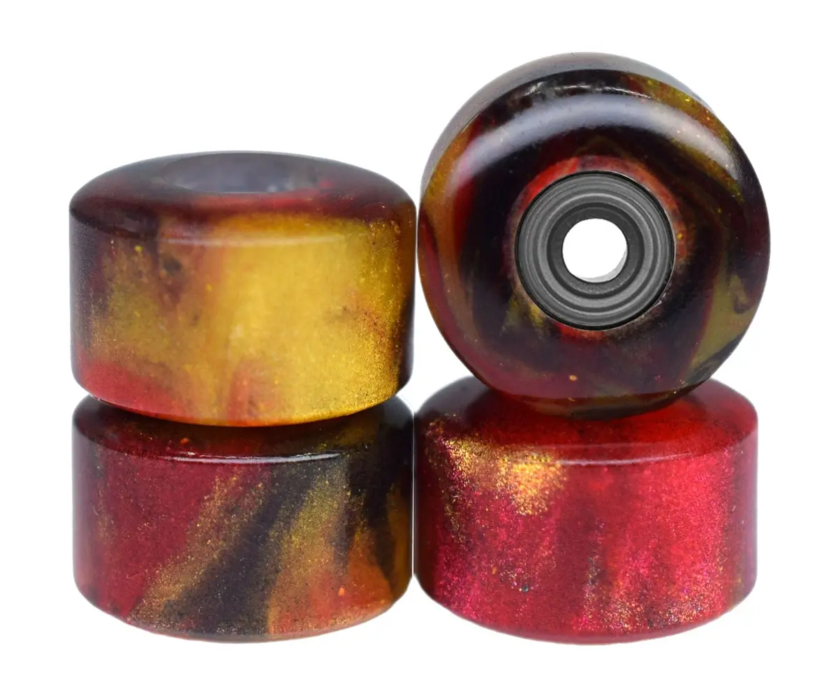 Apex New Street, Geode Series Wheels - 77D Urethane - Abec-9 Bearings - "Red Agate Swirl" 1