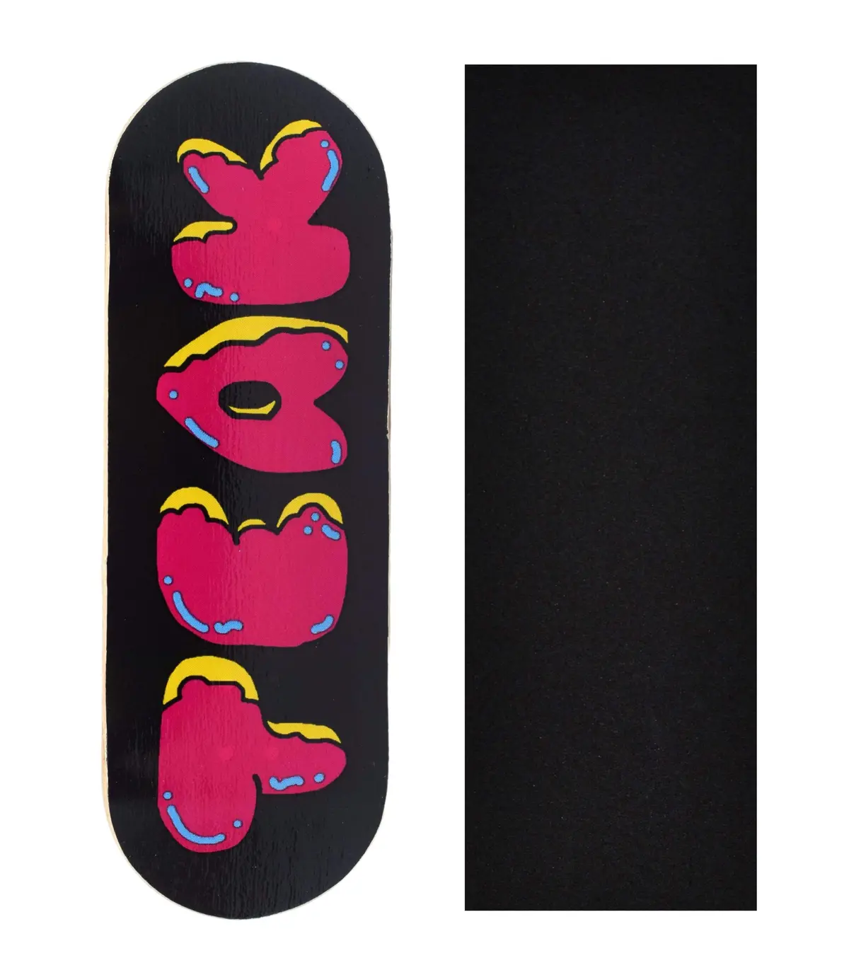 Heat Transfer Graphic Wooden Fingerboard Deck, "Donut Teak Logo" - 32Mm X 97Mm 1