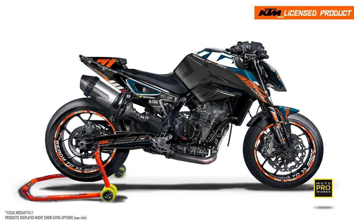 Ktm 790/890 Duke Graphics - "Rasorblade" (Blue/Orange/Black) 1