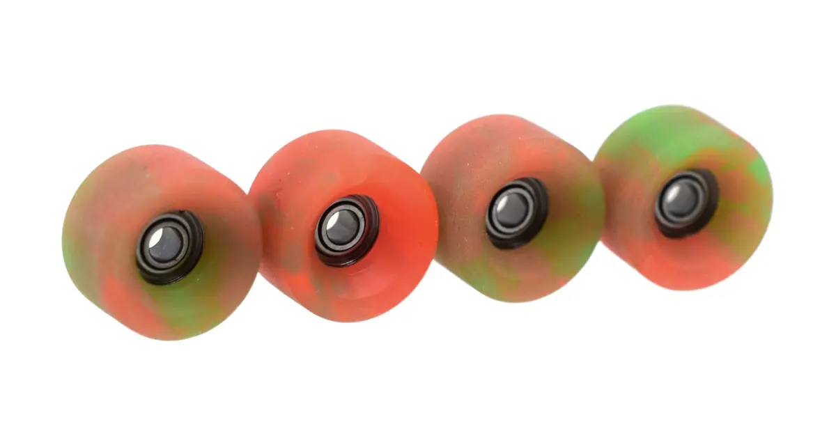 Slim Bowl Fingerboard Wheels - 61D Urethane, Abec-9 Bearings - Watermelon Swirl Colorway 2