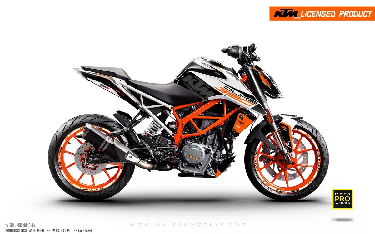 Ktm 125 Duke Graphics - "Torque" (White/Black/Orange) 1