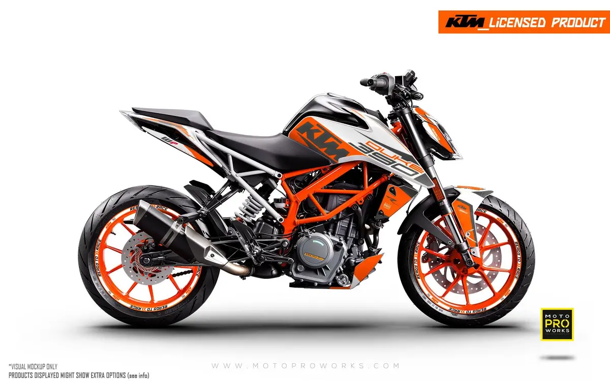 Ktm 125 Duke Graphics - "Torque" (White/Orange) 1
