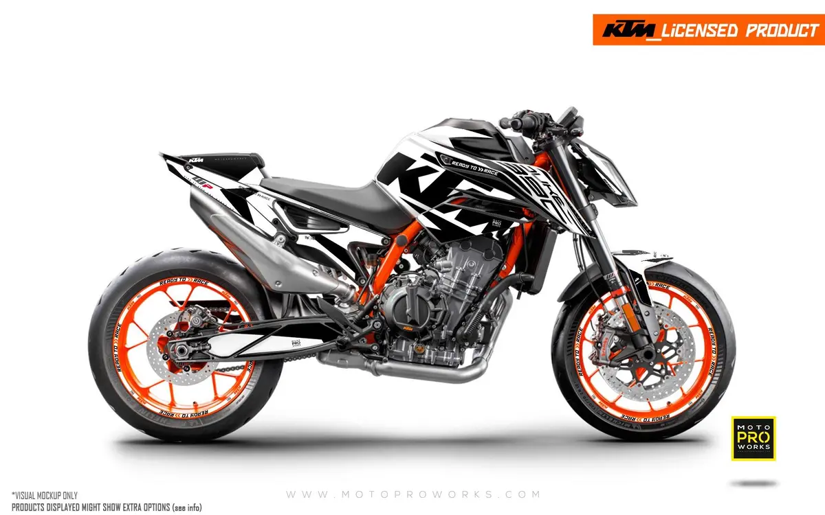 Ktm 890 Duke R Graphics - "Torque" (White/Black) 1