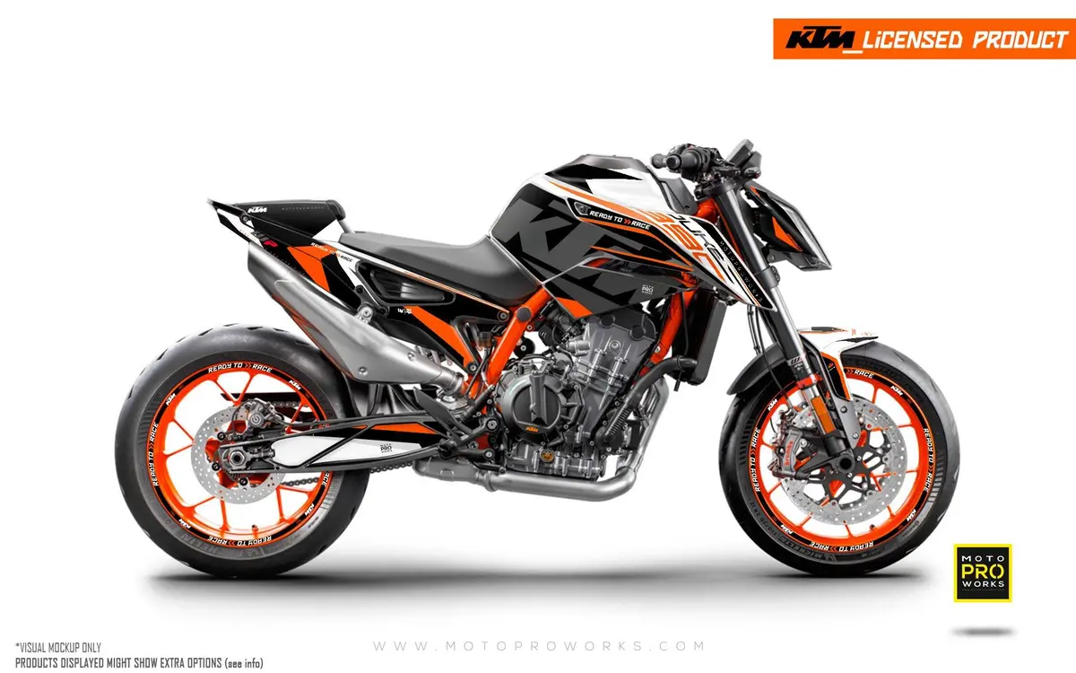 Ktm 890 Duke R Graphics - "Torque" (White/Black/Orange) 1