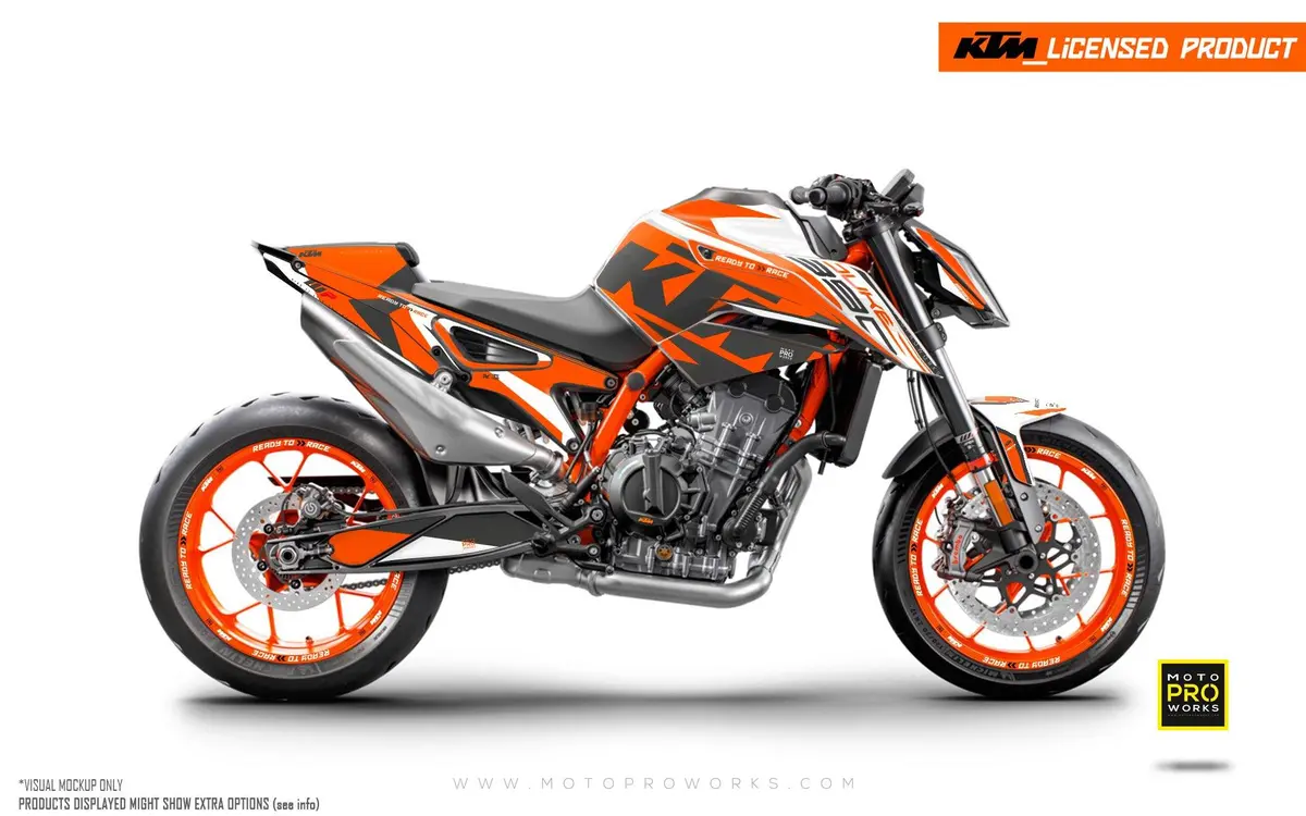 Ktm 890 Duke R Graphics - "Torque" (White/Orange) 1