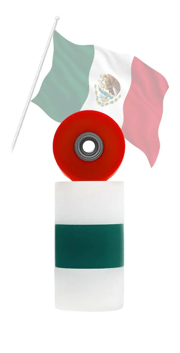 Apex 71D Urethane Fingerboard Wheels, Cruiser Style, Bowl Shaped - With Premium Abec-9 Stealth Bearings - Mexico Colorway - Set Of 4 1