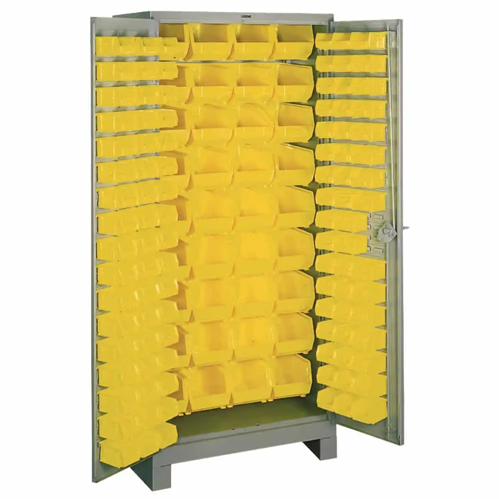 All-Welded 36"W X 21"D X 82"H Steel Industrial Bin Storage Cabinet With 136 Bins 1