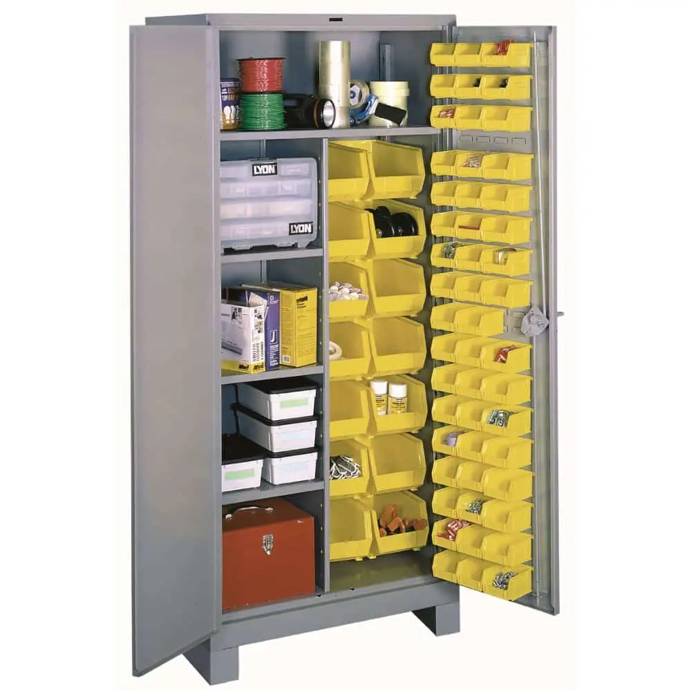 All-Welded 36"W X 21"D X 82"H Steel Industrial Bin Storage Cabinet With 64 Bins 1