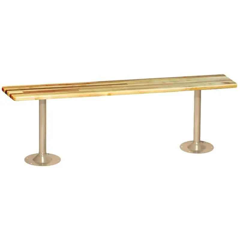 Hardwood Locker Room Bench with Reinforced Steel Base Pedestals