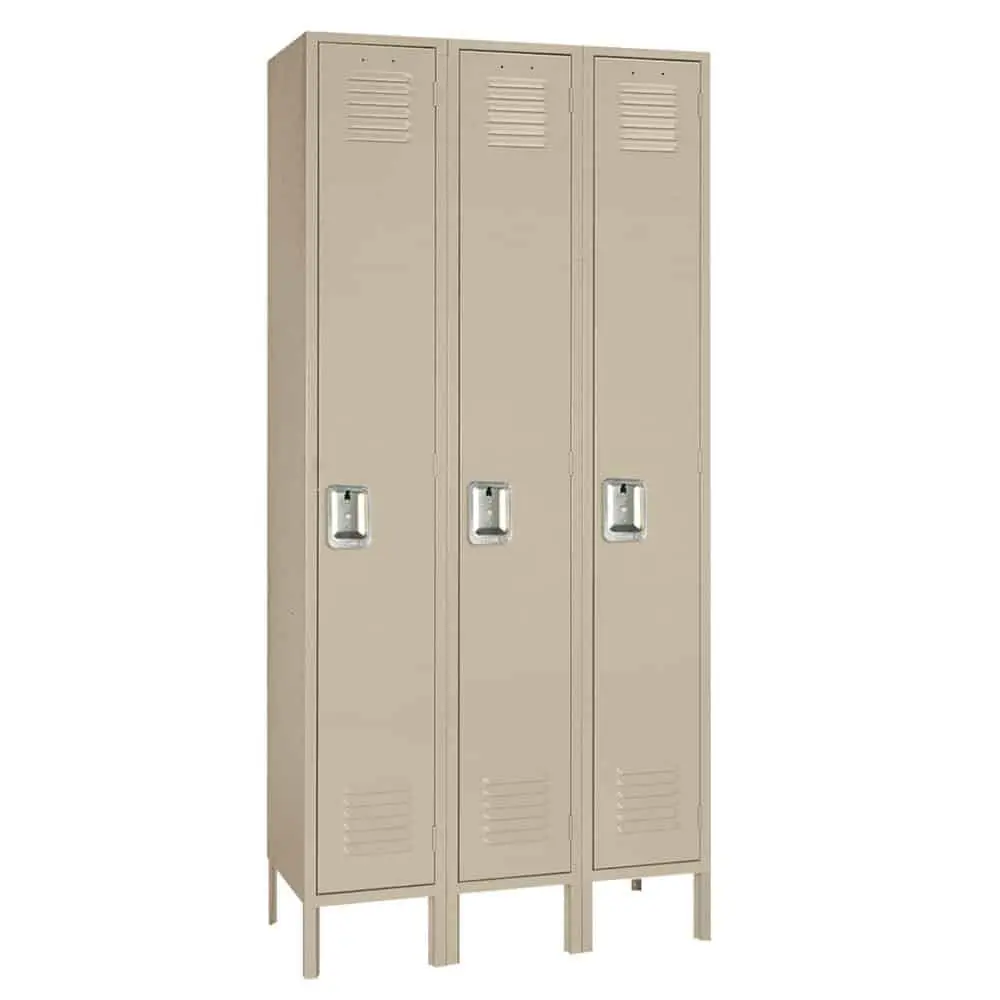 Single Tier 18"W X 18"D X 78"H Standard Metal Locker 3 Wide 1