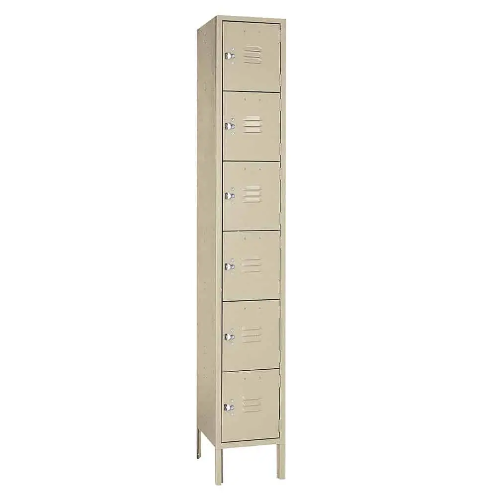 Six Tier 12"W X 12"D X 78"H Standard Metal Locker 1 Wide 1