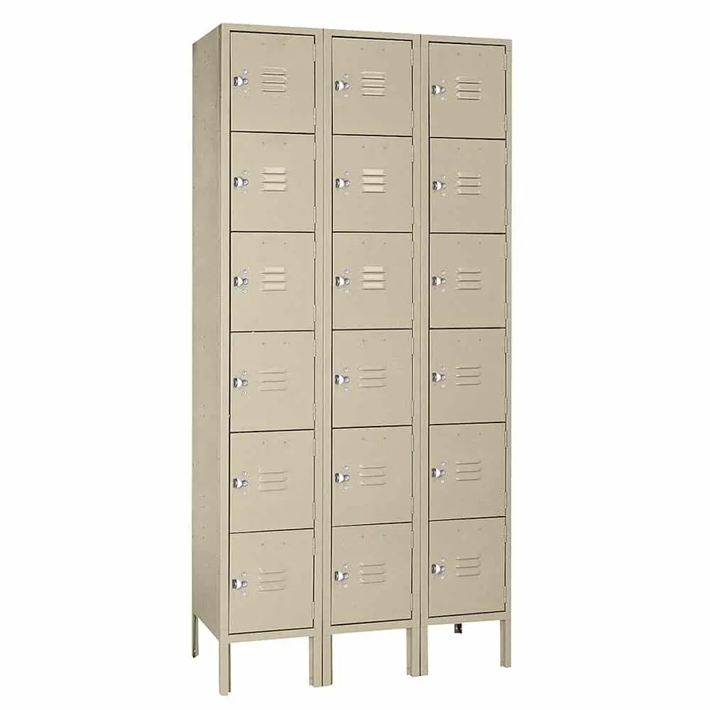 Six Tier 12"W X 18"D X 78"H Standard Metal Locker 3 Wide 1