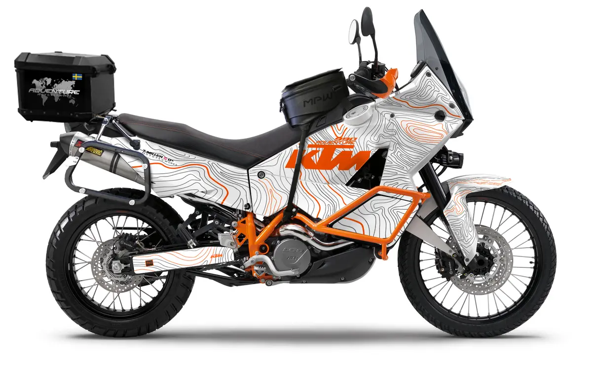 Ktm 950/990 Adventure Graphics - "Topography" (White/Orange) 1